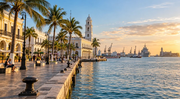 Vista del malecon de Veracruz, viajes desde Puebla