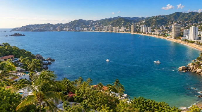Vista panorámica de Acapulco, traslados desde puebla