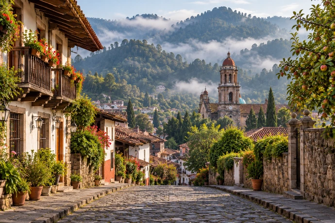 Calle del centro histórico de Zacatlán, Puebla