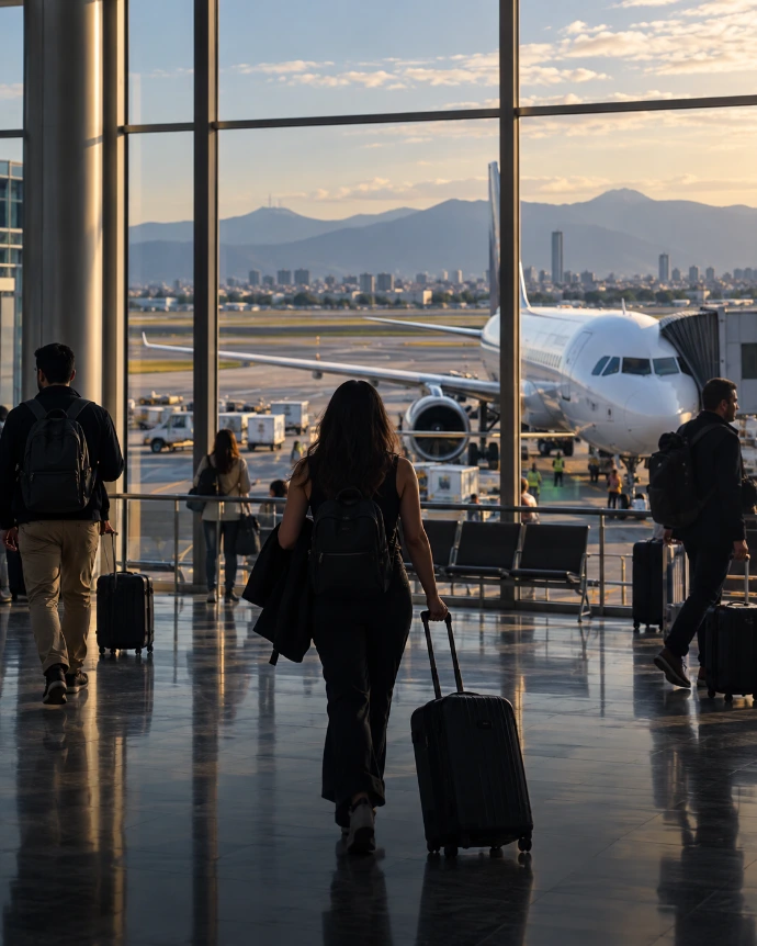 Pasajeros en una terminal de aeropuerto