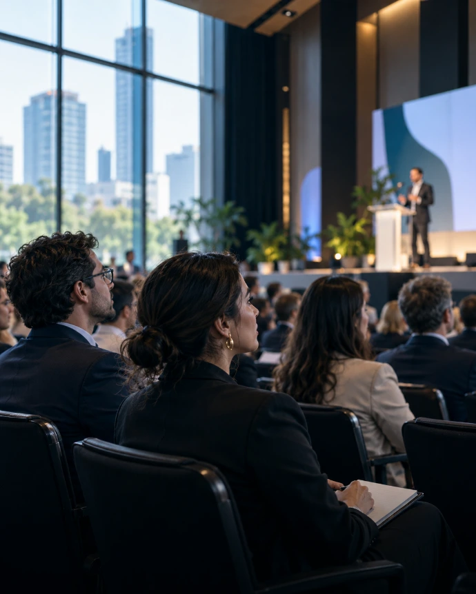 Asistentes a una conferencia o congreso empresarial